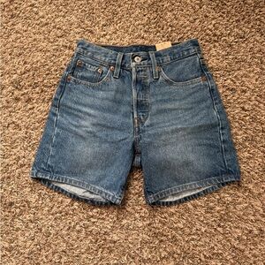 Levi's Blue High-Waisted Denim Jean Shorts